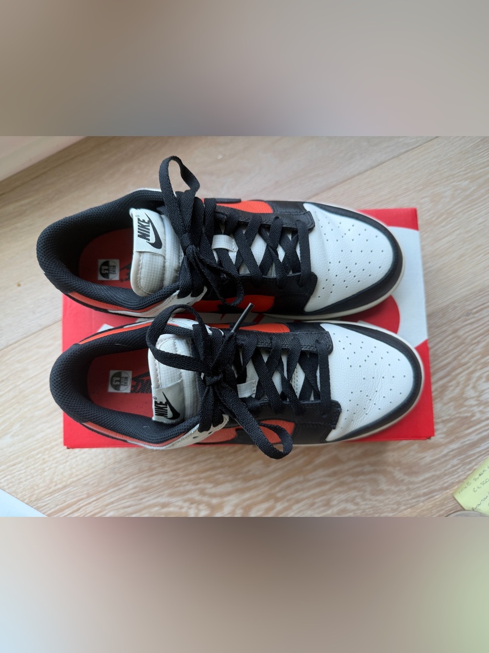 Nike Dunk Low Retro Sneakers in White/Black/Orange - Picture 4 of 5